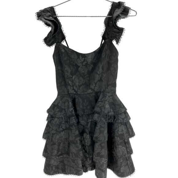 V. Chapman Ruffled Black Patisserie Dress Size 4 - Picture 2 of 4